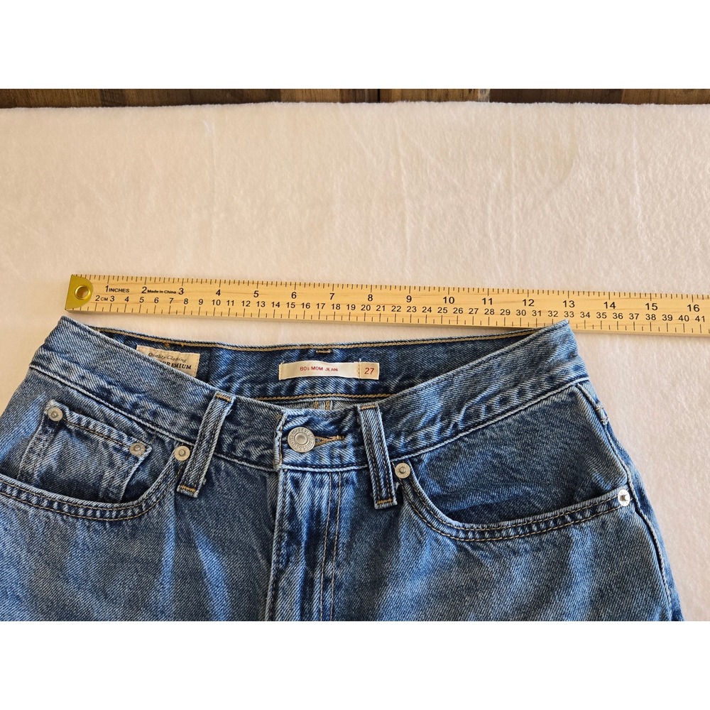 Levis Premium 80s Mom Jeans High Rise Tapered Blue Denim 27 - Picture 4 of 11